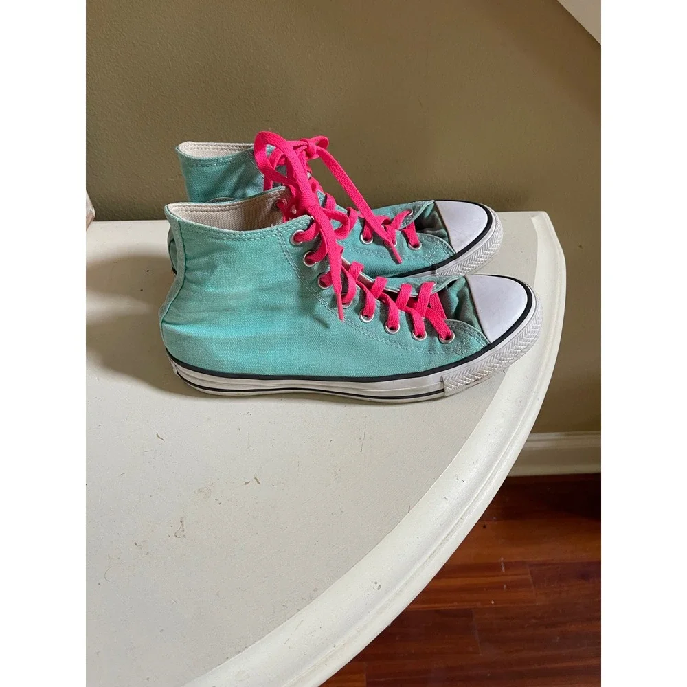Converse Chuck Taylor All Star High Top Sneakers Teal Pink 171262F Womens 9.5 - Picture 2 of 8